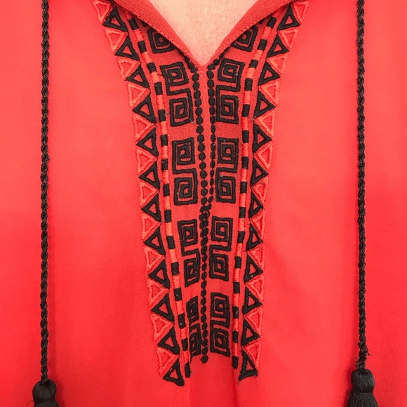 Buffalo M  sheer embroidered tassel blouse - Picture 2 of 8